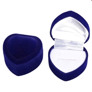 Gaveæske til ringe "Hjerte" af blåt velour med hvidt foer. 50 mm